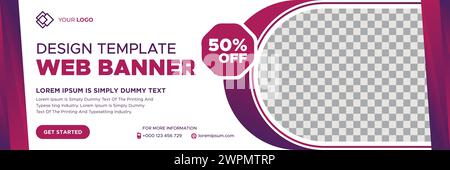 Abstract web banner template design with different geometric elements. Gradient cover design website header background. business cover ads banner Stock Vector