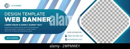 Abstract web banner template design with different geometric elements. Gradient cover design website header background. business cover ads banner Stock Vector