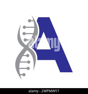 DNA Logo On Letter A Vector Template For Healthcare Symbol Stock Vector