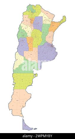 Administrative map of Argentina showing regions, provinces Stock Vector
