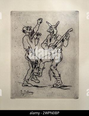Masks Dancing with a Guitar, 1932, José Gutiérrez Solana (1886-1945