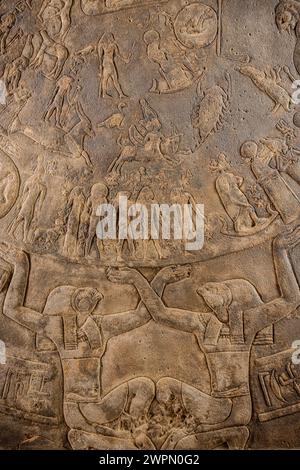 The Zodiac of Dendera, decorated ceiling detail in Louvre museum - Louvre Museum Egyptian antique Stock Photo