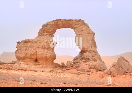 Arch Rock formation aka Arch of Africa or Arch of Algeria at Tamezguida in Tassili  national park, Algeria Stock Photo