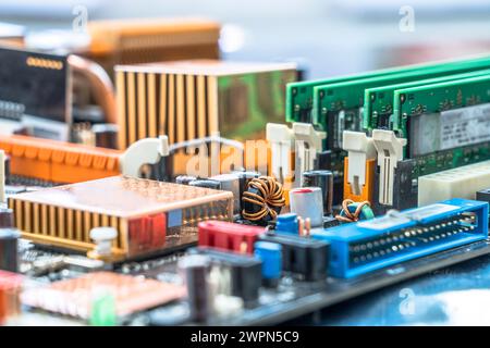 Studio, mainboard with microchips Stock Photo