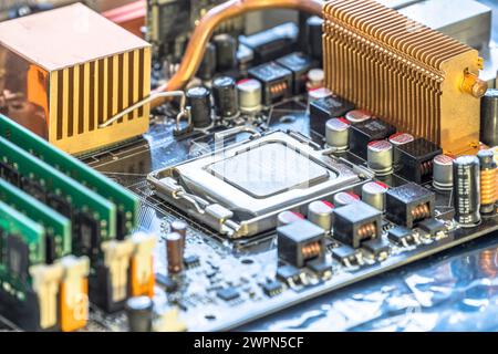 Studio, mainboard with microchips Stock Photo