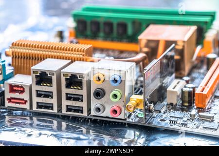 Studio, mainboard with microchips Stock Photo