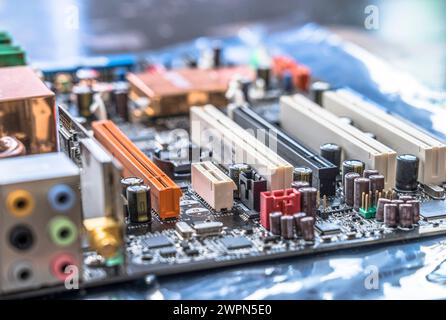 Studio, mainboard with microchips Stock Photo