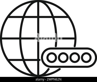 Global online registration icon outline vector. Sign login user. New form guide Stock Vector