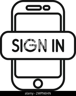 Sign in device register icon outline vector. Modern smartphone. Id factor profile Stock Vector