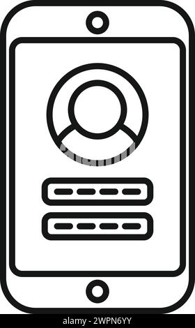 Person phone sign in icon outline vector. Application number. Step data code Stock Vector