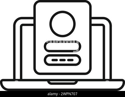 Sign in new laptop icon outline vector. User best registration. Join internet online Stock Vector