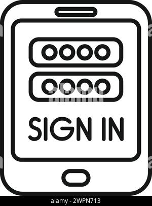 Sign in tablet device icon outline vector. New member online. Code device data Stock Vector