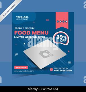 Restaurant social media banner template for business promotion food template. Food menu banner social media post. Editable social media template Stock Vector