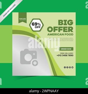 Restaurant social media banner template for business promotion food template. Food menu banner social media post. Editable social media template Stock Vector