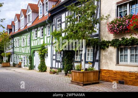 Half-timbered houses on the Weiherwiese in Idstein Stock Photo