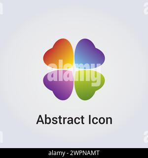 Abstract Icon Logo Design Primary Shapes Triangle Star Circle Clover Ribbon Miscellaneous Communications Network Rainbow Colors Vector Stock Vector