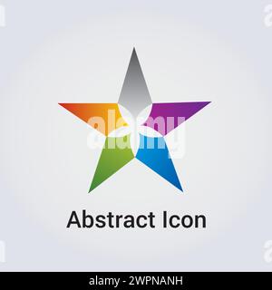 Abstract Icon Logo Design Primary Shapes Triangle Star Circle Clover Ribbon Miscellaneous Communications Network Rainbow Colors Vector Stock Vector