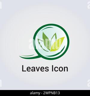 Icon Nature Foliage, Leaves and Environment Design Blue Green Colors for  Logo Green Business Ecology Recycling Gardening Stock Vector