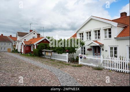 View of a wooden house in Pataholm, Sweden Stock Photo