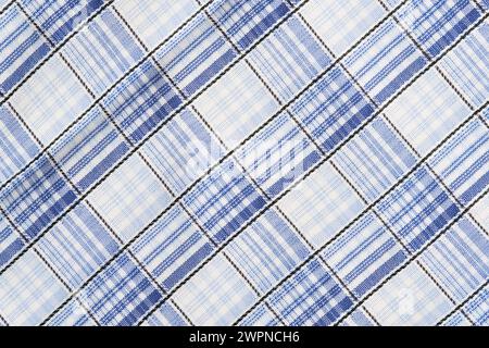 Fabric, texture checkered blue background closeup Stock Photo
