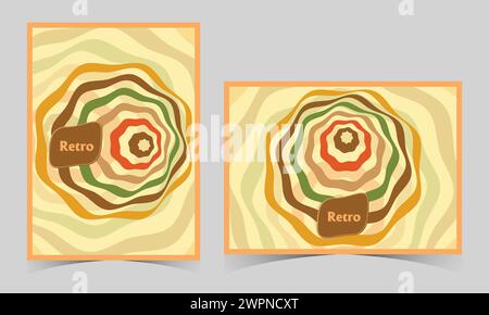 Groovy hippie 70s backgrounds Retro 60s Checkered background with rainbow color. Vintage style 80s wallpaper with stripes. vintage striped backgrounds Stock Vector