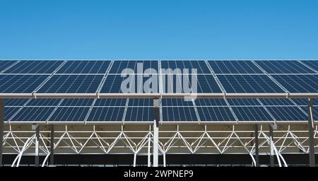 Detail view of solar panel under the sunny blue sky Stock Photo