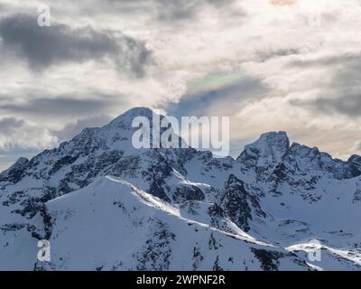 Snowshoe hike on the Hauser Kaibling in the Schladminger Tauern. Stock Photo