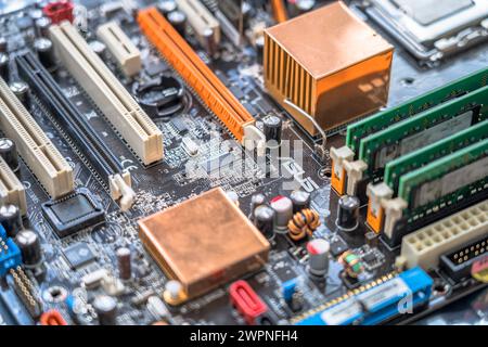 Studio, Mainboard with Microchips Stock Photo