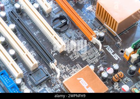 Studio, Mainboard with Microchips Stock Photo