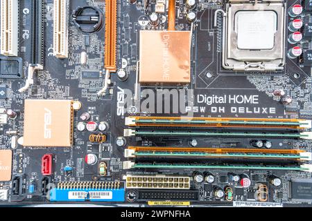 Studio, Mainboard with Microchips Stock Photo