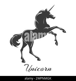 Mythological Unicorn Emblem Isolated on White Background Vector Illustration. NoAI was used. Stock Vector