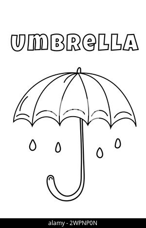 Coloring With Thick Lines For The Little Ones, Umbrella Coloring Page Stock Vector