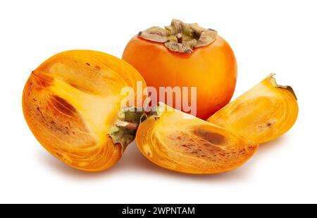 sliced persimmon path isolated on white Stock Photo