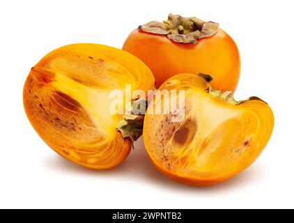 sliced persimmon path isolated on white Stock Photo