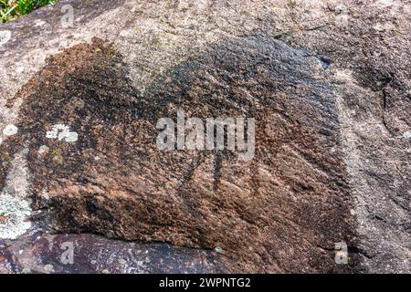 Capo di Ponte, Municipal Archaeological Park of Seradina-Bedolina, rock art sites, rock drawings in Valcamonica (Camonica Valley), petroglyphs in Brescia, Lombardia / Lombardy, Italy Stock Photo