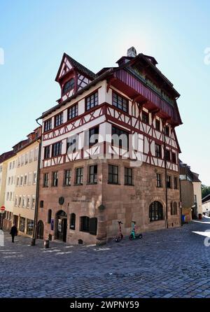 Germany, Bavaria, Middle Franconia, Nuremberg, Old Town, Tiergärtnertorplatz, Albrecht Dürer House Stock Photo