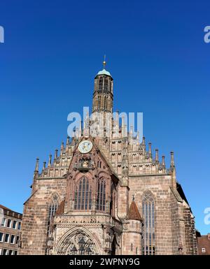 Germany, Bavaria, Middle Franconia, Nuremberg, Old Town, Main Market, Church of Our Lady Stock Photo