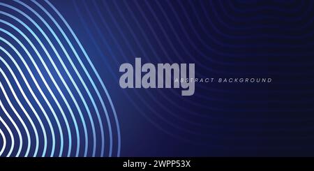 Abstract geometric lines dark blue glowing background. stripe line art design. diagonal banner corner lines. Modern style shiny blue banner background Stock Vector