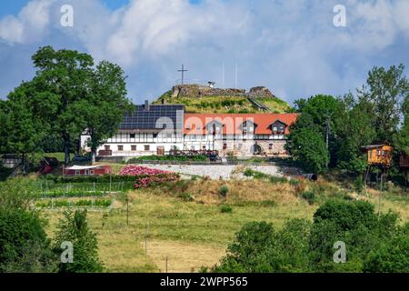 The ruins of Schaumburg Castle, also known as Schaumberg, are located to the west of Schalkau (Sonneberg district) in Thuringia. It was the ancestral seat of the noble Schaumberg family. Stock Photo