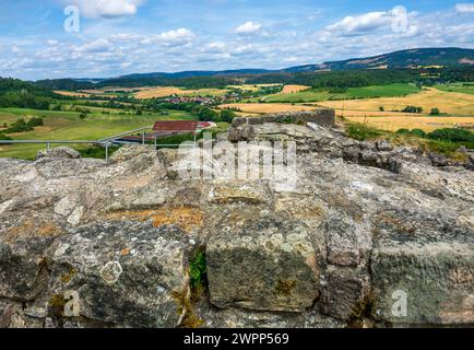 The ruins of Schaumburg Castle, also known as Schaumberg, are located to the west of Schalkau (Sonneberg district) in Thuringia. It was the ancestral seat of the noble Schaumberg family. Stock Photo