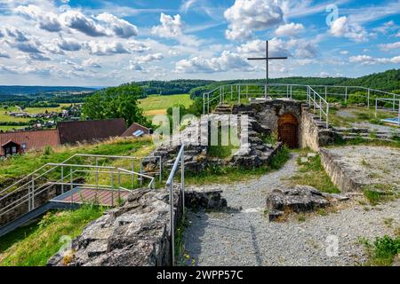 The ruins of Schaumburg Castle, also known as Schaumberg, are located to the west of Schalkau (Sonneberg district) in Thuringia. It was the ancestral seat of the noble Schaumberg family. Stock Photo