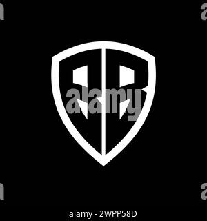BB monogram logo with bold letters shield shape with black and white ...