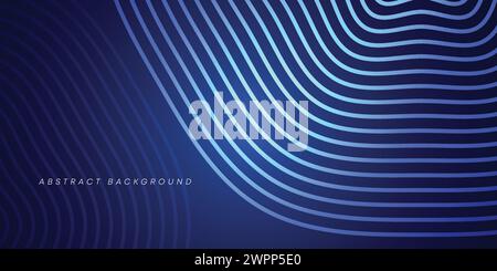 Abstract geometric lines dark blue glowing background. stripe line art design. diagonal banner corner lines. Modern style shiny blue banner background Stock Vector