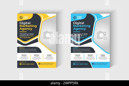 Corporate Business Flyer Design Template with 2 Various Options, business brochure design, flyer layout template A4, Flyer Geometric flyer design Stock Vector