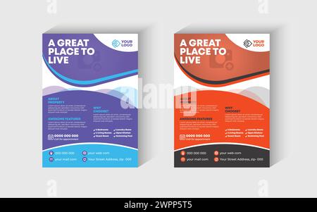 Corporate Business Flyer Design Template with 2 Various Options, business brochure design, flyer layout template A4, Flyer Geometric flyer design Stock Vector