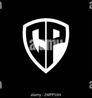 CP monogram logo with bold letters shield shape with black and white ...