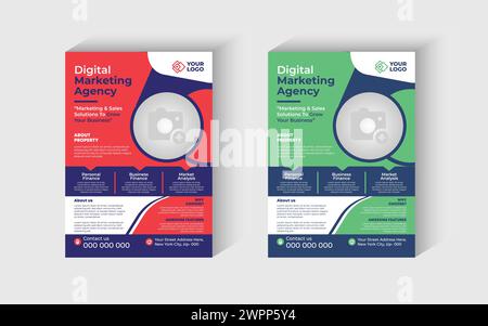 Corporate Business Flyer Design Template with 2 Various Options, business brochure design, flyer layout template A4, Flyer Geometric flyer design Stock Vector