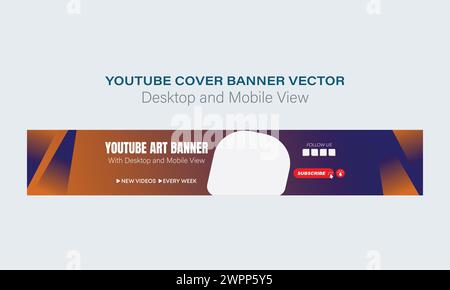 channel art cover. cover banner. modern, and creative channel banner. channel art, cover design, header art photo, and social media platform header Stock Vector