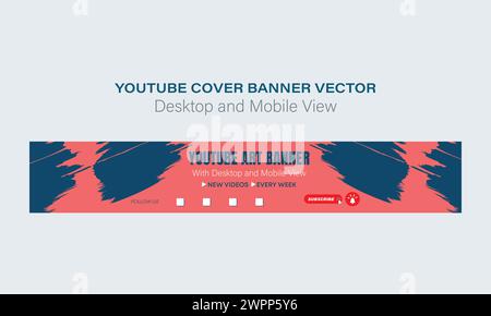 channel art cover. cover banner. modern, and creative channel banner. channel art, cover design, header art photo, and social media platform header Stock Vector