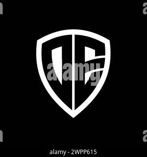 DE monogram logo with bold letters shield shape with black and white ...